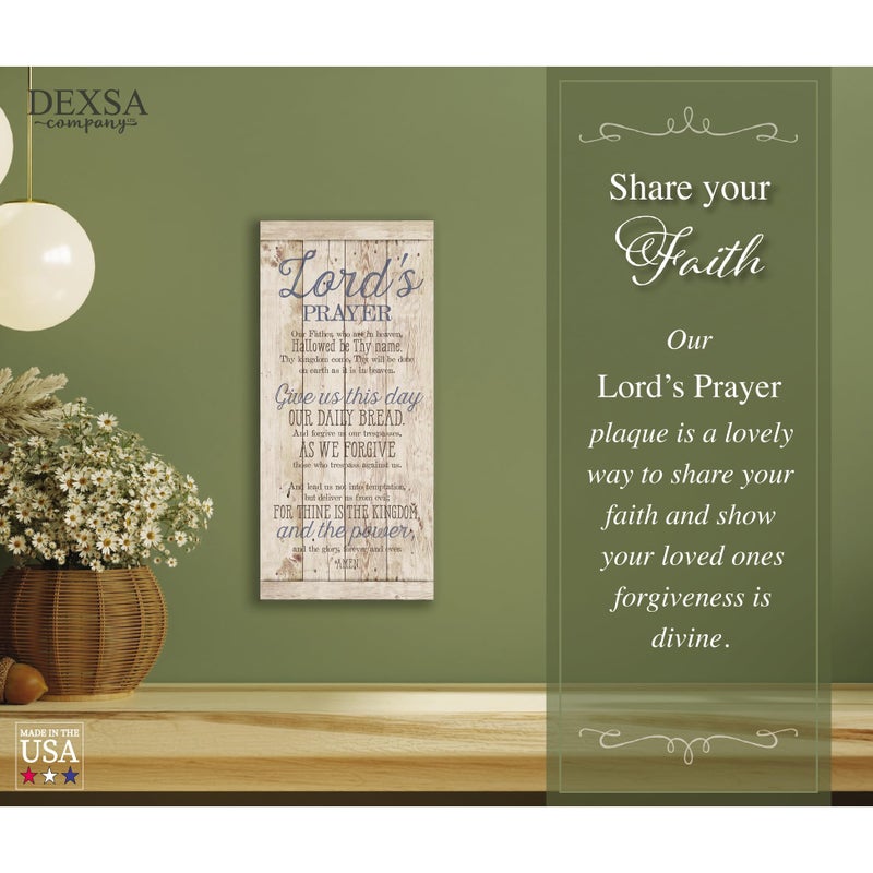 DEXSA Lord's Prayer Wood Plaque - Made in the USA - 5.5x12 - Frame Wall Hanging Decoration | Our Father, who art in heaven, hallowed be Thy name. Thy Kingdom come | Christian Family Home Decor Saying - Image 4